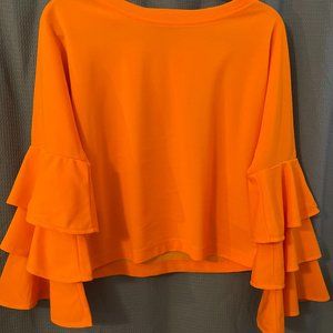 Bright Orange Layered Sleeve Top